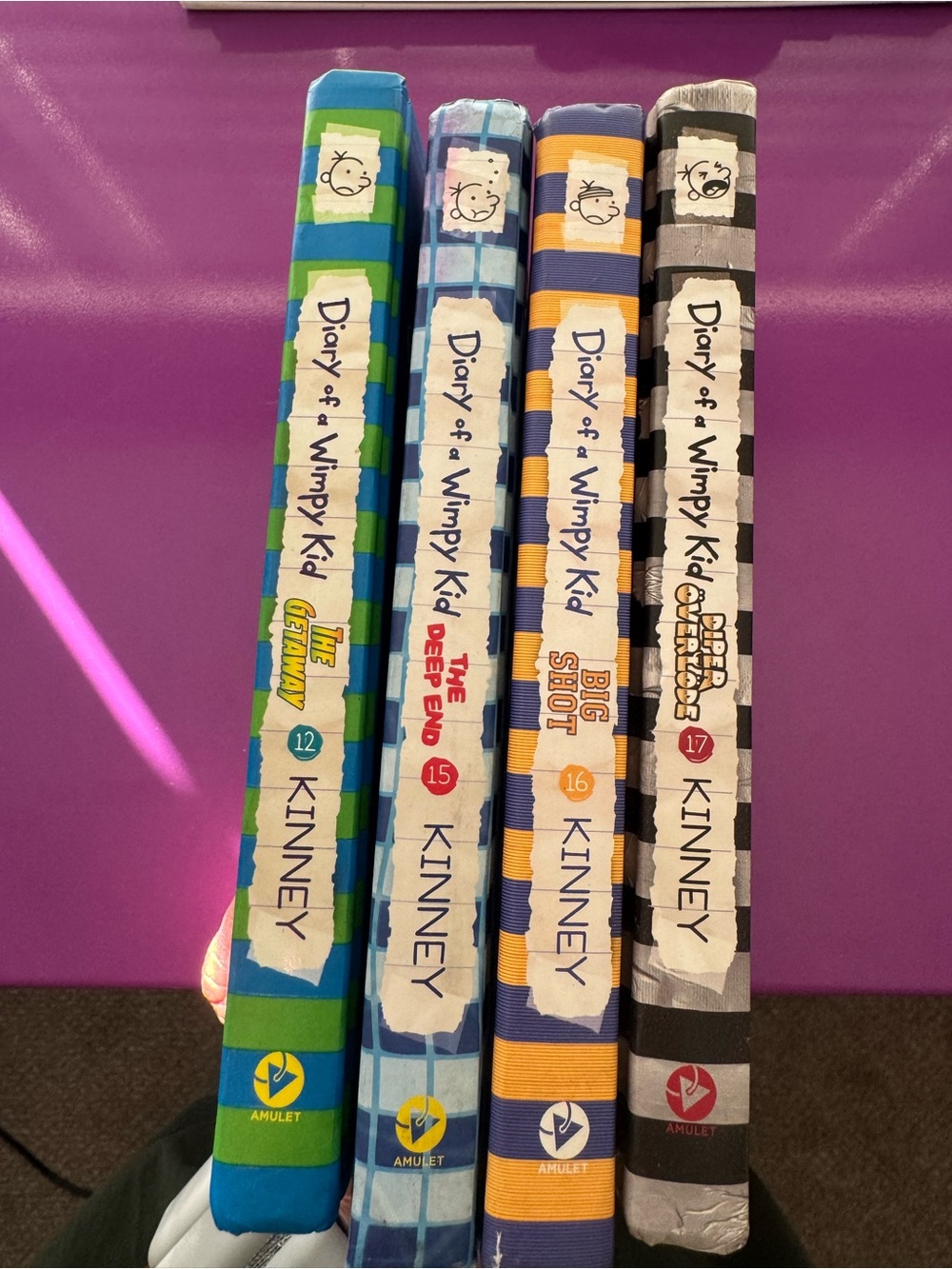 Abrams Books Diary of a Wimpy Kid spines 4-books